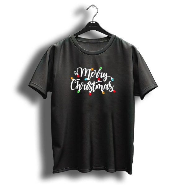Merry Christmas Colorful String Lights Festive Holiday Cheer T Shirt 1 t shirt 1