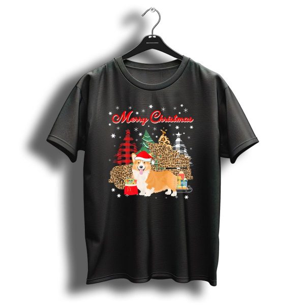 Merry Christmas Corgi Leopard Plaid Truck With Presents And Trees T Shirt 1 t shirt 1