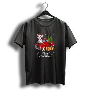 Merry Christmas Cow Rides Red Truck With Presents And Tree T-Shirt