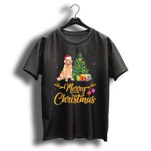 Merry Christmas Cute Golden Retriever Dogs T-Shirt
