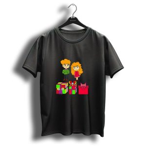 Merry Christmas Cute Kawaii Couple With Gifts T-Shirt