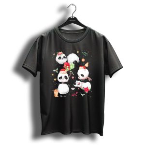 Merry Christmas Cute Panda Lover With Festive Holiday Decorations T-Shirt