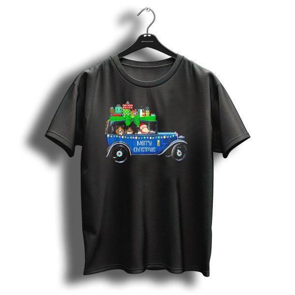 Merry Christmas Cute Sheltie In Vintage Car With Presents T Shirt 1 t shirt 1