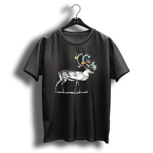 Merry Christmas Deer With Fairy Lights T Shirt