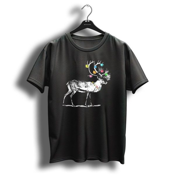 Merry Christmas Deer With Fairy Lights T Shirt 1 t shirt 1