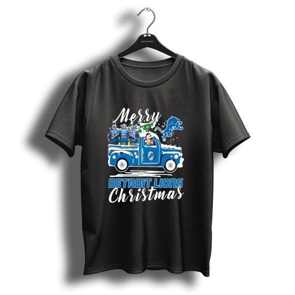 Merry Christmas Detroit Lions Coach Dan Campbell 2024 Holiday Truck Santa Hat T Shirt 1 t shirt 1