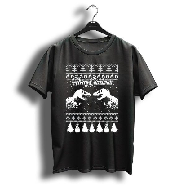 Merry Christmas Dinosaur Lover Snowman Trees Ugly Sweater T Rex T Shirt 1 t shirt 1