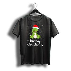 Merry Christmas Dinosaur Santa Hat Matching Family Group T-Shirt