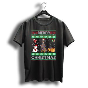 Merry Christmas Doberman Pinscher Dog Owner Holiday T-Shirt