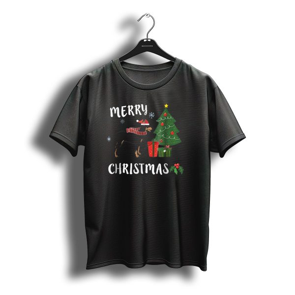 Merry Christmas Doberman With Santa Hat And Christmas Tree T Shirt t shirt 1