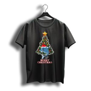Merry Christmas Dolphin Tree With Santa Hat For Xmas T-Shirt
