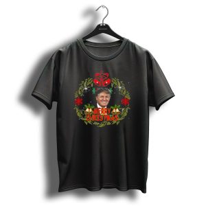 Merry Christmas Donald Trump Wreath Bells Snowflakes T Shirt 1