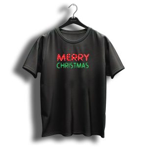 Merry Christmas Doodle Polka Dot Red And Green Text T Shirt 1