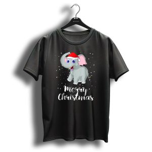 Merry Christmas Elephant Santa Hat Family Group T Shirt