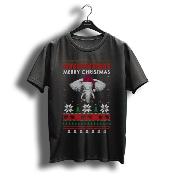 Merry Christmas Elephants Santa Hat Ugly T Shirt 1 t shirt 1