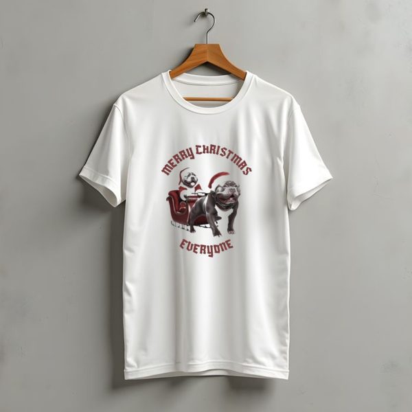 Merry Christmas Everyone American Bullys Santa Sleigh T Shirt t shirt 1