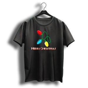 Merry Christmas Festive Lights Red Blue Yellow Bulbs T Shirt