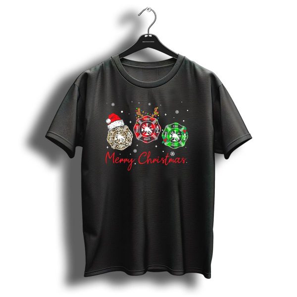 Merry Christmas Fire Department Santa Hat Buffalo Plaid T Shirt 1 t shirt 1