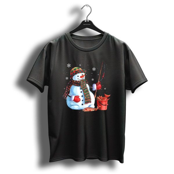 Merry Christmas Fishing Snowman With Fish And Snowflakes For Fishing Lovers T Shirt 1 t shirt 1