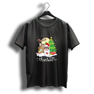 Merry Christmas French Bulldog Santa Hat Christmas Tree Snowman Santa Sleigh T Shirt