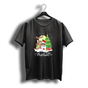 Merry Christmas French Bulldog Santa Hat Christmas Tree Snowman Santa Sleigh T-Shirt