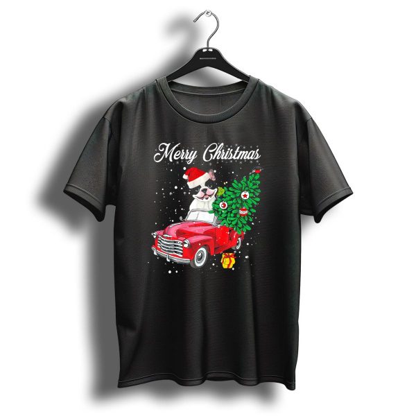 Merry Christmas French Bulldog Santa Hat Red Truck Christmas Tree Present T Shirt 1 t shirt 1