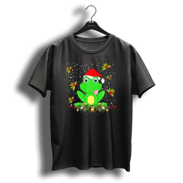 Merry Christmas Frog Santa Hat Funny Christmas Frog With Santa Hat And Festive Decorations T Shirt 1 t shirt 1