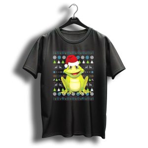 Merry Christmas Frog Santa Hat Ugly T Shirt
