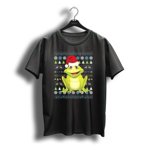 Merry Christmas Frog Santa Hat Ugly T-Shirt