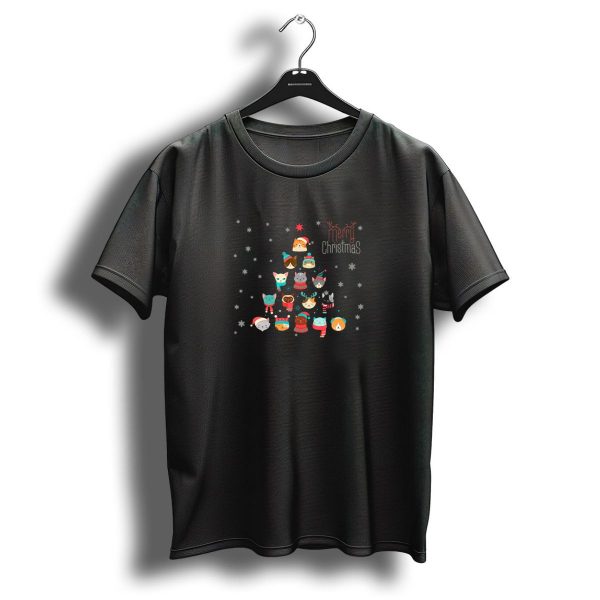 Merry Christmas Funny Cute Cats Holiday Tree T Shirt 1 t shirt 1