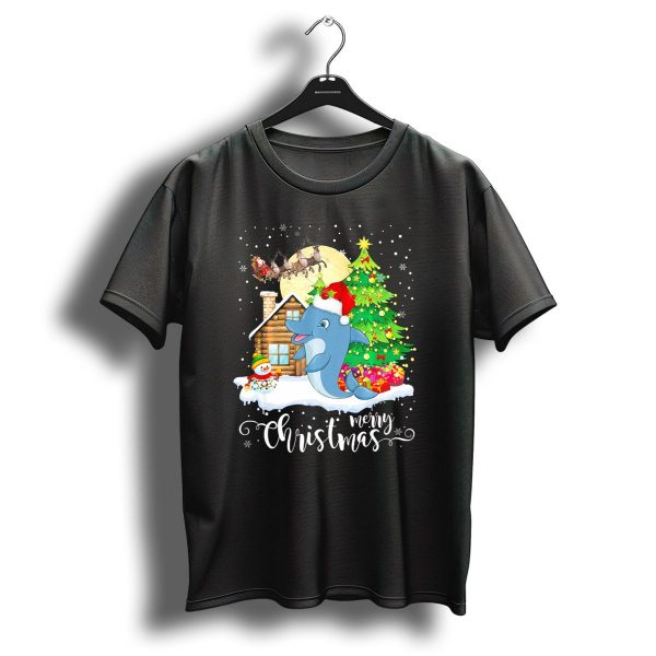 Merry Christmas Funny Cute Dolphin Lover T Shirt 1 t shirt 1