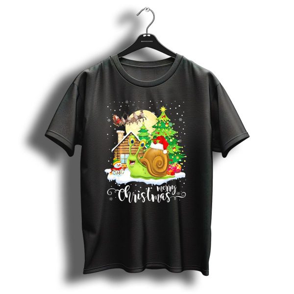 Merry Christmas Funny Cute Snail Lover Holiday Scene T Shirt 1 t shirt 1