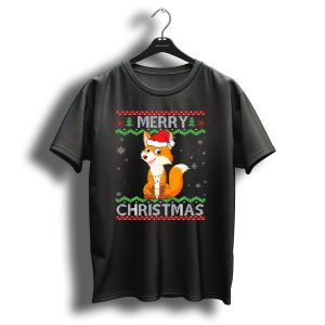 Merry Christmas Funny Fox With Lights T-Shirt