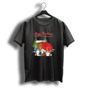 Merry Christmas Funny Gnomes With Santas Sack And Festive Trees T-Shirt