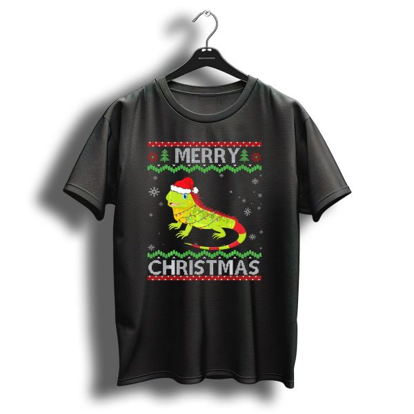Merry Christmas Funny Iguana Ugly Christmas Lights T Shirt 1 t shirt 1