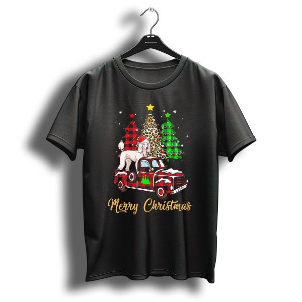 Merry Christmas Funny Poodle Red Plaid Truck T Shirt 1 t shirt 1