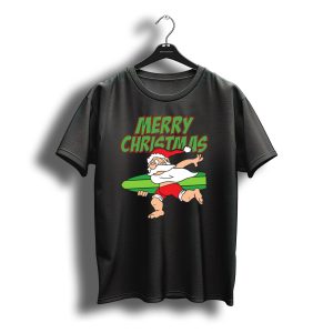 Merry Christmas Funny Santa Claus Surfing Xmas T-Shirt