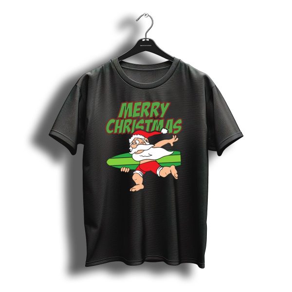 Merry Christmas Funny Santa Claus Surfing Xmas T Shirt t shirt 1