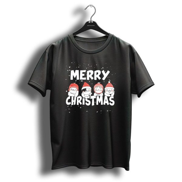 Merry Christmas Funny Snow Hats Cats Winter Festive T Shirt 1 t shirt 1