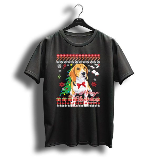 Merry Christmas Funny Ugly Sweater Beagle With Bells And Snowflakes T Shirt 1 t shirt 1