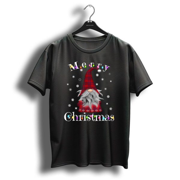 Merry Christmas Garden Gnome Holiday Lights Snowflakes T Shirt 1 t shirt 1