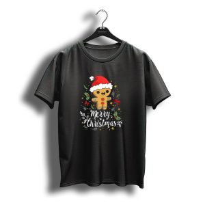 Merry Christmas Gingerbread Holiday Cheer With Santa Hat T-Shirt