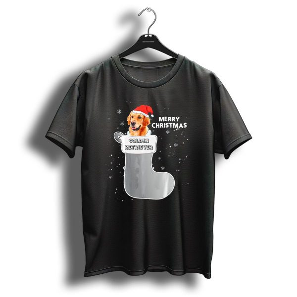 Merry Christmas Golden Retriever In Santa Hat Stocking T Shirt 1 t shirt 1