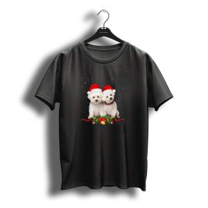 Merry Christmas Goldendoodle Santa Pups Festive Holiday Scene T-Shirt