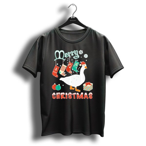 Merry Christmas Goose Festive Stockings And Gifts T Shirt 1 t shirt 1