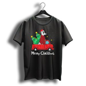 Merry Christmas Great Dane Red Truck With Christmas Trees T Shirt