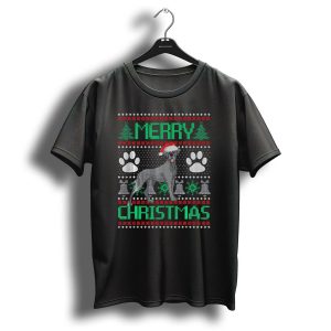 Merry Christmas Great Dane Santa Hat Ugly Sweater Paw Prints T Shirt