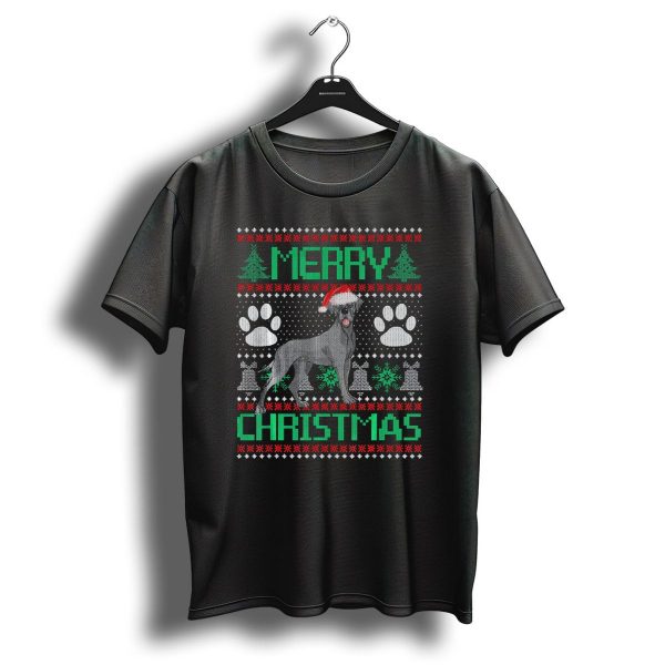 Merry Christmas Great Dane Santa Hat Ugly Sweater Paw Prints T Shirt 1 t shirt 1