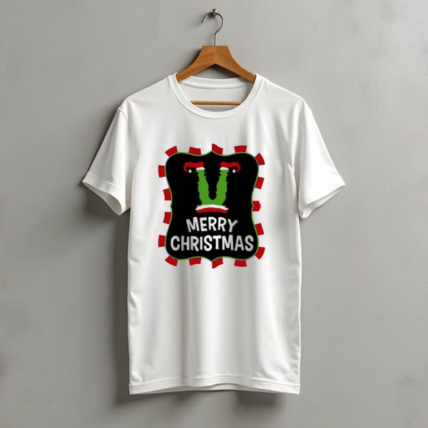Merry Christmas Green Monster With Santa Hat T Shirt t shirt 1