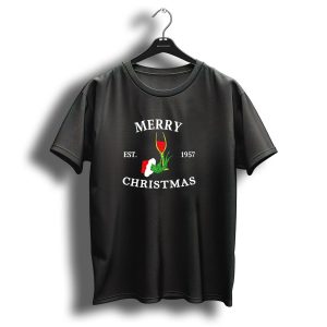 Merry Christmas Grinch Hand Wine Glass Est 1957 T-Shirt